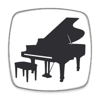 Pianosilhouette – Art du piano silencieux - Magnet carré - blanc - Devant