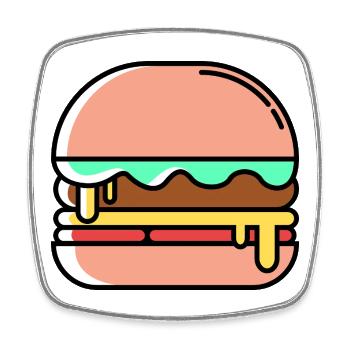 Burger Icon - Magnet carré - blanc - Devant