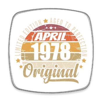 April 1978 Birthday Gift - Square fridge magnet - white - Front