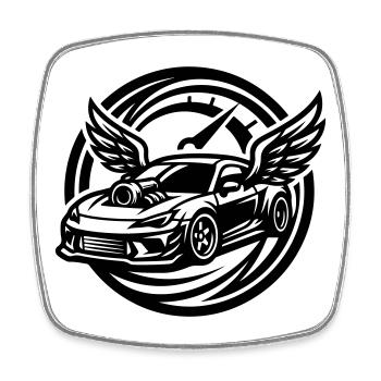 Auto Tuning Tacho - Viereckiger Kühlschrankmagnet - Weiß - Vorne