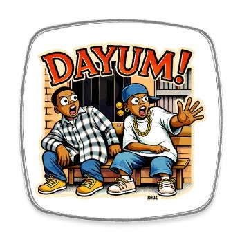Dayum Urban Duo Gott sei Dank ist Freitag - Viereckiger Kühlschrankmagnet - Weiß - Vorne