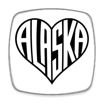 Alaska in Heart Lettering - Square fridge magnet - white - Front