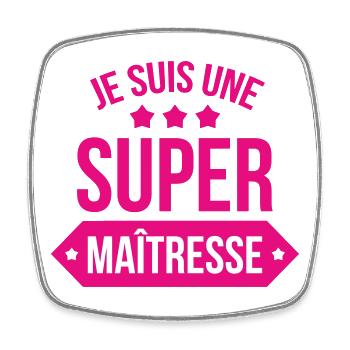 Super Maîtresse : L'Héroïne de l'École Primaire ! - Magnet carré - blanc - Devant