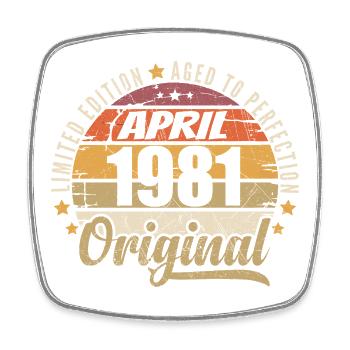 April 1981 Geburtstagsgeschenk - Viereckiger Kühlschrankmagnet - Weiß - Vorne