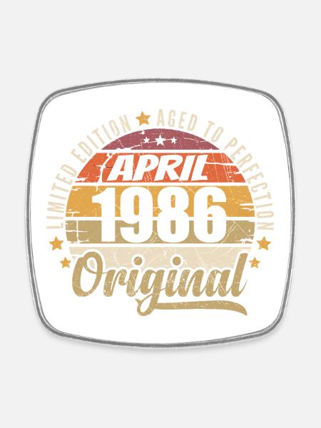 Cadeau D'anniversaire Avril 1986 - Magnet carré - blanc