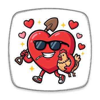 Valentinstags-Bauern-Lustiger Bauernhof-Valentinst - Viereckiger Kühlschrankmagnet - Weiß - Vorne