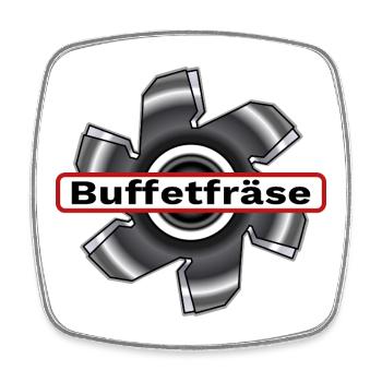 Buffetfräse  Fraese / Fräse durchs Buffet / Büfett - Viereckiger Kühlschrankmagnet - Weiß - Vorne
