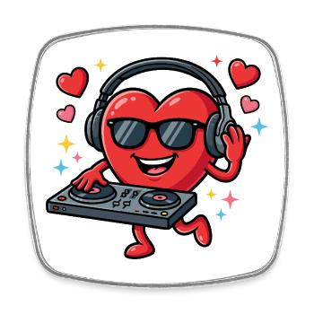 Valentine's Day DJ EDM Funny DJ Valentine's Day - Square fridge magnet - white - Front