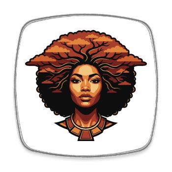 Baumhaar Afro-Porträt - Viereckiger Kühlschrankmagnet - Weiß - Vorne
