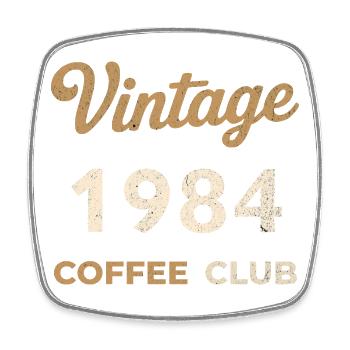 Vintage 1984 – Coffee Club Retro Birth Year - Square fridge magnet - white - Front