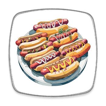  Bunte Hotdogs Teller Streetfood Snack für - Viereckiger Kühlschrankmagnet - Weiß - Vorne