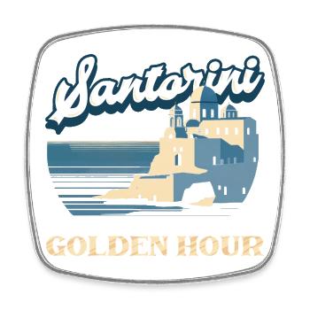 Santorini Where Every Hour Is Golden Hour - Viereckiger Kühlschrankmagnet - Weiß - Vorne