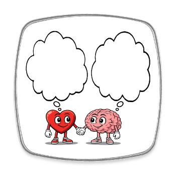 Heart and brain holding hands - Square fridge magnet - white - Front