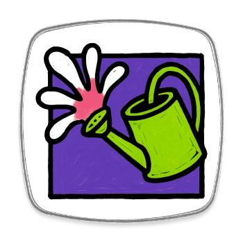 Nature Botanical Floral Watering Can - Square fridge magnet - white - Front