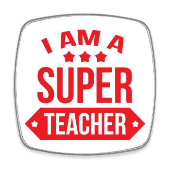 Great Teacher Modern Typography and Stars - Square fridge magnet - white - Front