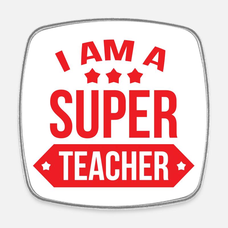Great Teacher Modern Typography and Stars - Square fridge magnet - white