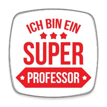 Super Professeur Étoiles Typographie Rouge et Blan - Magnet carré - blanc - Devant