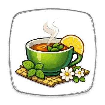 Tisane verte aux agrumes - Magnet carré - blanc - Devant