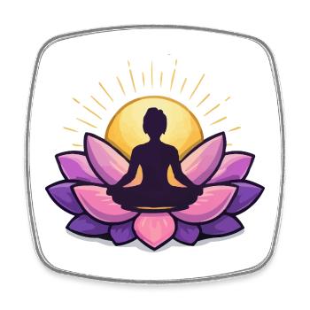 Sonnenaufgang Lotus Meditation - Viereckiger Kühlschrankmagnet - Weiß - Vorne