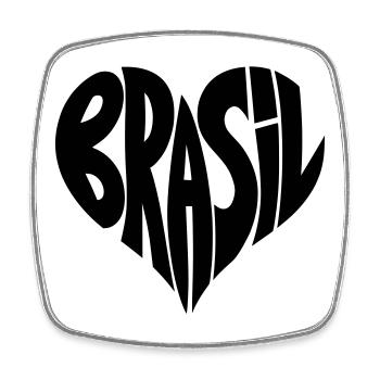 Brésil, Brésil Typographie du cœur - Magnet carré - blanc - Devant