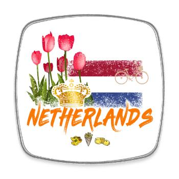 Souvenir de tulipe du drapeau néerlandais vintage des Pays-Bas - Magnet carré - blanc - Devant