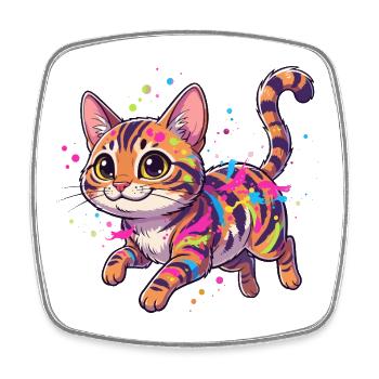 Art coloré éclaboussé de chats - Magnet carré - blanc - Devant