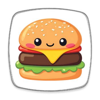Hamburger - Viereckiger Kühlschrankmagnet - Weiß - Vorne