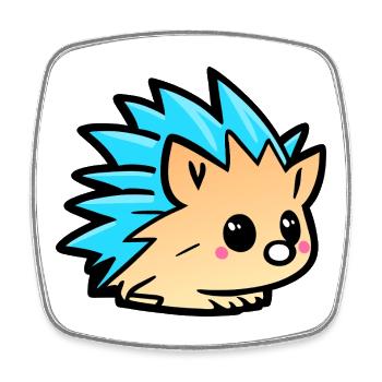 Süßer Kawaii-Igel-Doodle-Cartoon - Viereckiger Kühlschrankmagnet - Weiß - Vorne
