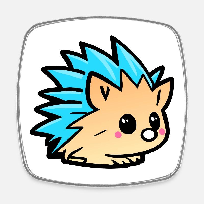 Dessin animé mignon de Kawaii Hedgehog Doodle - Magnet carré - blanc