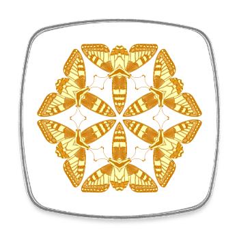 Papillons Mandala dorés – Insectes - Magnet carré - blanc - Devant