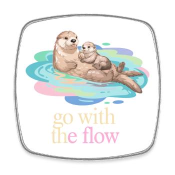 Otter Duo in Pastel Flow - Square fridge magnet - white - Front