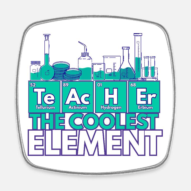 Professeur – L’élément le plus cool | Thème de la chimie - Magnet carré - blanc