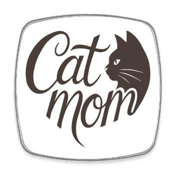 Cat Mom, Katzmama Heart Typography - Square fridge magnet - white - Front