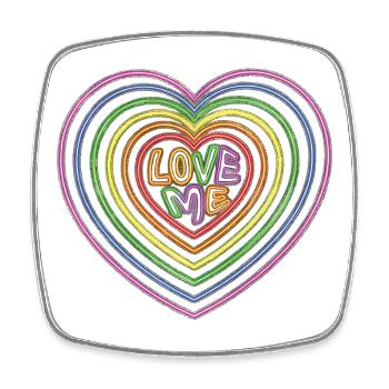 Colorful Love Me Text Hearts Shape Print - Square fridge magnet - white - Front