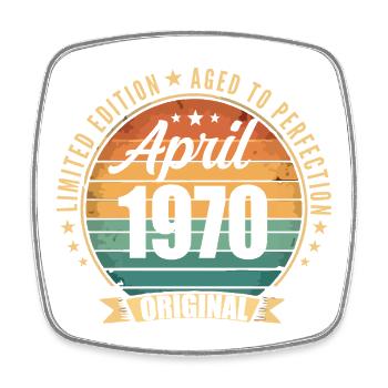 Cadeau d’anniversaire rétro vintage de Avril 1970 - Magnet carré - blanc - Devant