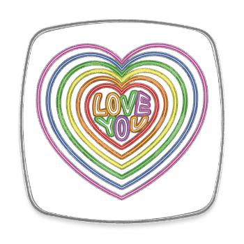 Colorful Love You Text Hearts Shape Print - Square fridge magnet - white - Front