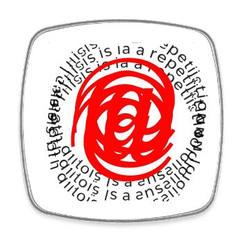 Rote Spirale in kreisförmiger Schrift - Viereckiger Kühlschrankmagnet - Weiß - Vorne