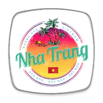 Nha Trang Retro Sonnenuntergang Vietnam Souvenir - Viereckiger Kühlschrankmagnet - Weiß - Vorne