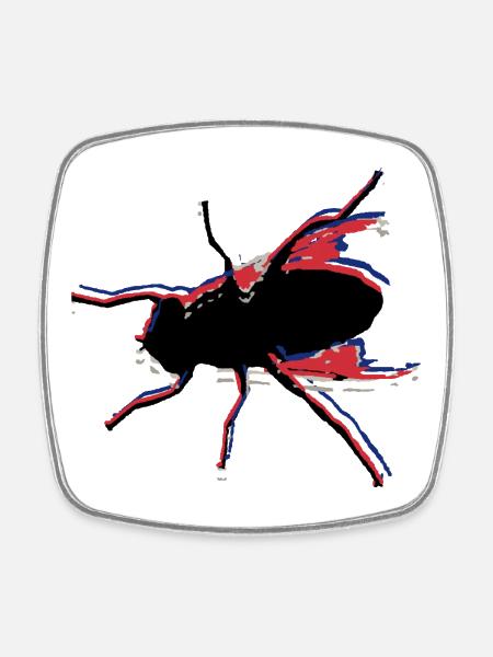 Fly Fishing No. 5 - Square fridge magnet - white