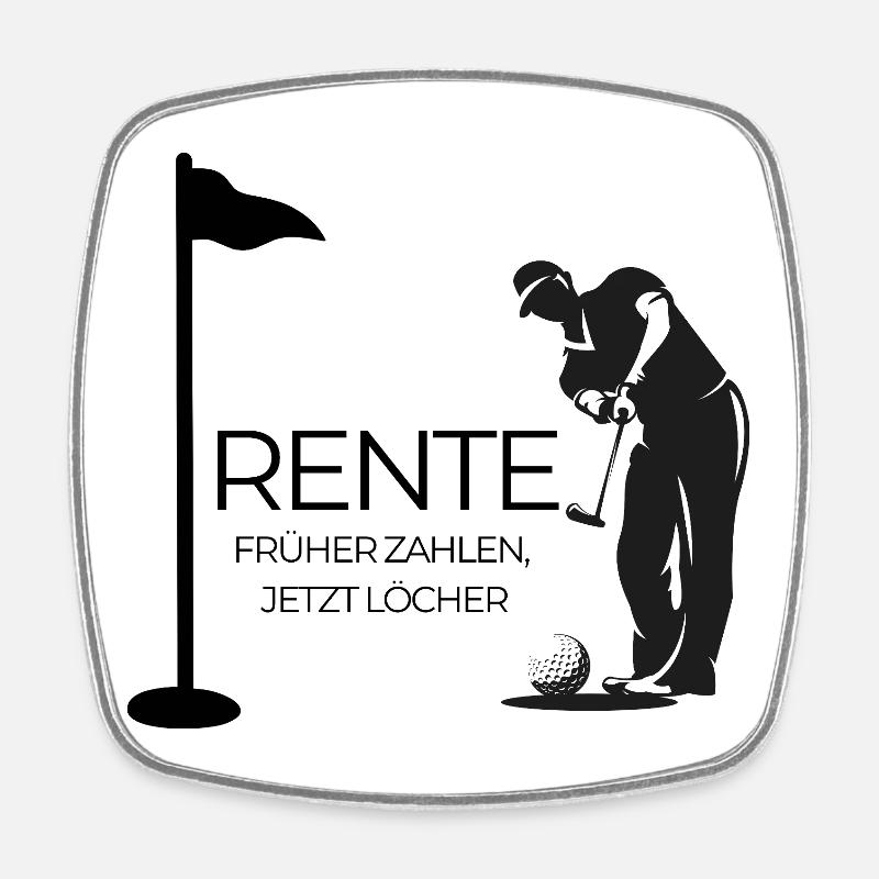 Rente Golfer - Viereckiger Kühlschrankmagnet - Weiß