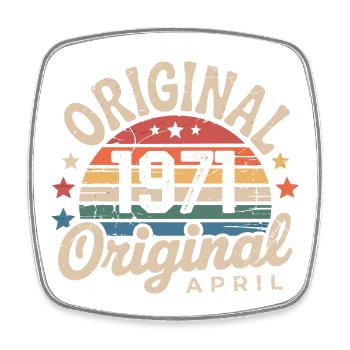 April 1971 Vintage Retro April Birthday Gift - Square fridge magnet - white - Front