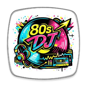 80s DJ Neon Vibe - Square fridge magnet - white - Front