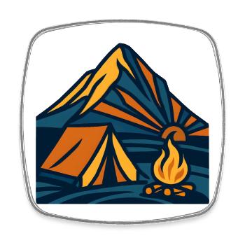 Bergzelt Lagerfeuer Abend - Viereckiger Kühlschrankmagnet - Weiß - Vorne