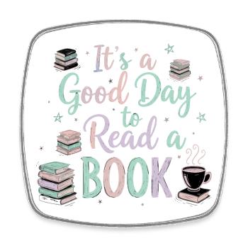 Good Day Read Book - Viereckiger Kühlschrankmagnet - Weiß - Vorne