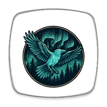 Rabe im Nachtwald-Emblem - Viereckiger Kühlschrankmagnet - Weiß - Vorne
