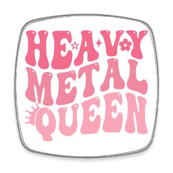 Heavy Metal Königin im Pink Retro - Viereckiger Kühlschrankmagnet - Weiß - Vorne