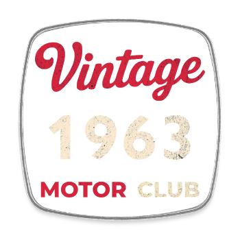 Cadeau vintage de l’année de naissance rétro du Motor Club 1963 - Magnet carré - blanc - Devant