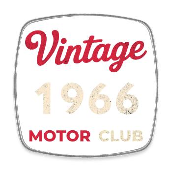 Cadeau vintage de l’année de naissance rétro du Motor Club 1966 - Magnet carré - blanc - Devant