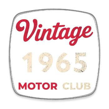 Année de naissance rétro du Motor Club Vintage 1965 - Magnet carré - blanc - Devant