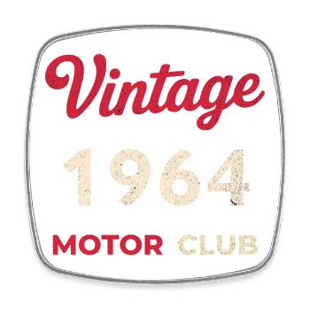 Année de naissance rétro du Motor Club 1964 - Magnet carré - blanc - Devant